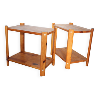 Pair of solid pine bedside tables, 1980