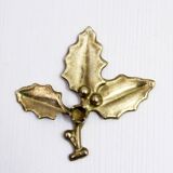 Vintage Holly Candle Holder, Brass