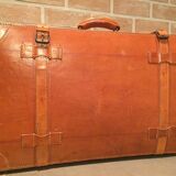 Thick leather suitcase