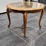 Table basse Louis XV en cannage traditionnel, années 1970