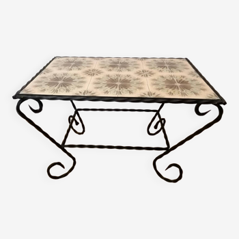 Vintage ceramic and wrought iron coffee table Circa 1950