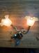 Original and vintage wall sconces, brass arm and lace tulip.