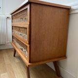 Rattan chest of drawers 3 drawers 1960