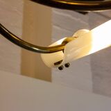 Vintage Italian radial spider chandelier with frosted shades, 1970s