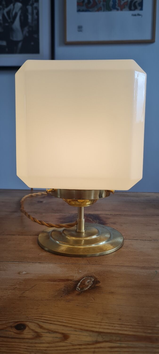 Opal glass table lamp
