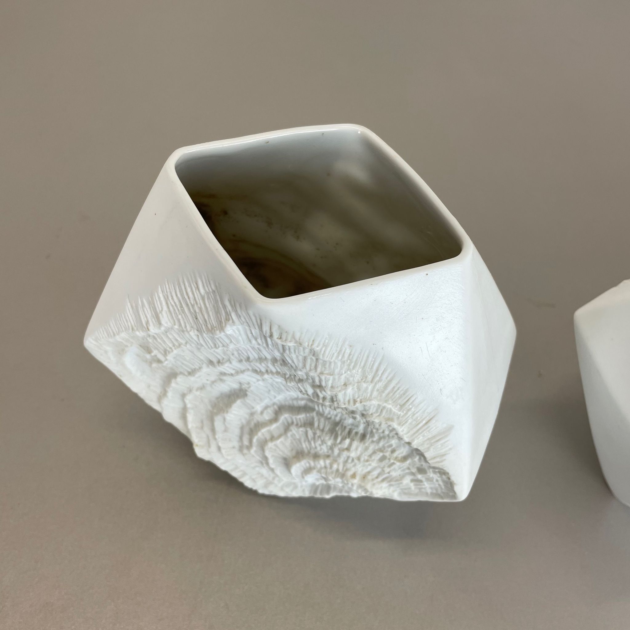 Set of 2 Original OP Art Biscuit Porcelain Vases by AK Kaiser, Germany, 1970s