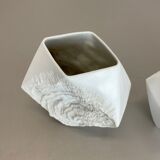 Set of 2 Original OP Art Biscuit Porcelain Vases by AK Kaiser, Germany, 1970s