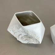 Set of 2 Original OP Art Biscuit Porcelain Vases by AK Kaiser, Germany, 1970s
