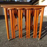 4 nesting teak rolling table Scandinavian design from the 60s Poul Hundevad
