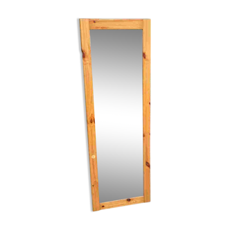 Rounded rectangular Scandinavian mirror in solid pine 48x140cm