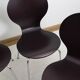 Set of 4 "ant" chairs, vintage, Diego model. Stackable, dark burgundy color.