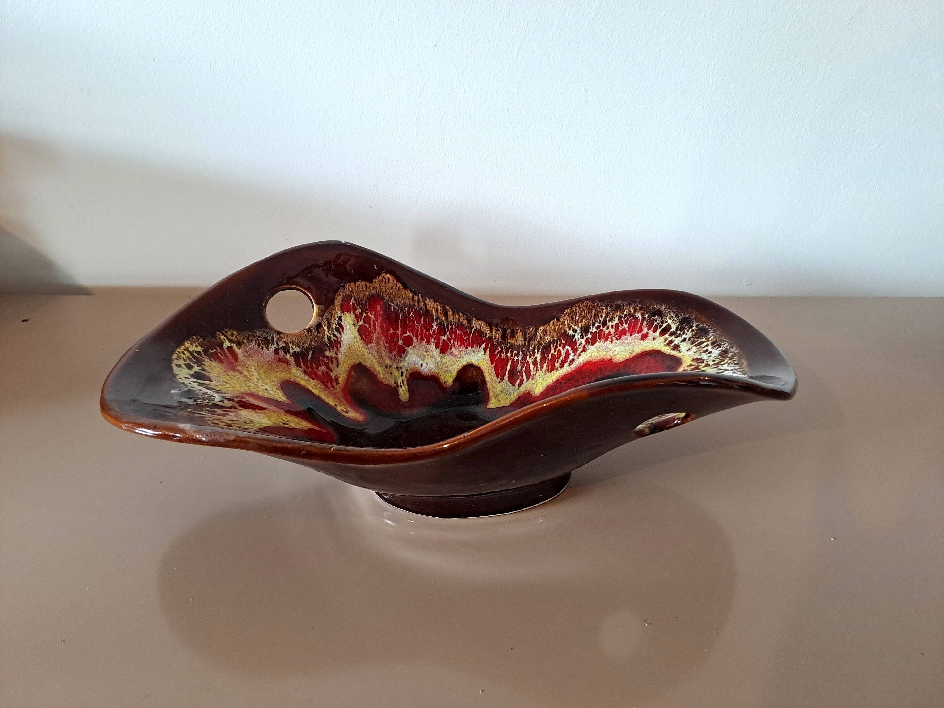 Vintage decorative glazed ceramic bowl from Vallauris – 1960s