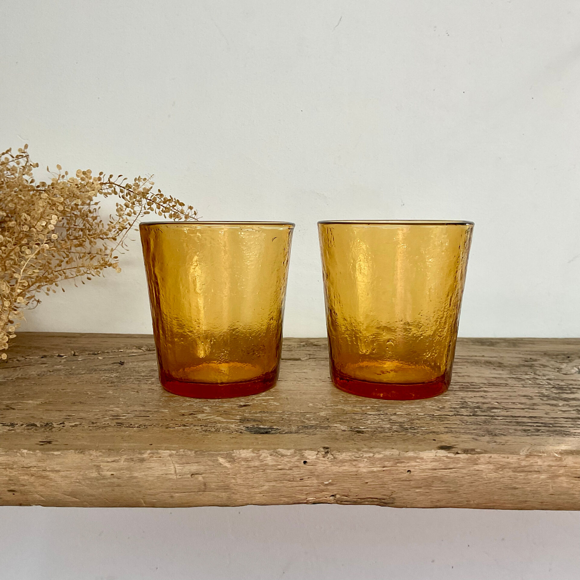 6 amber glasses Sierra vintage