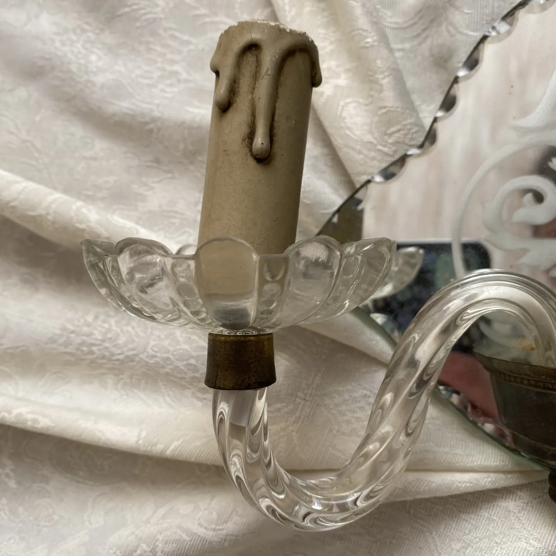 Applique italienne double en verre  et miroir, années 50