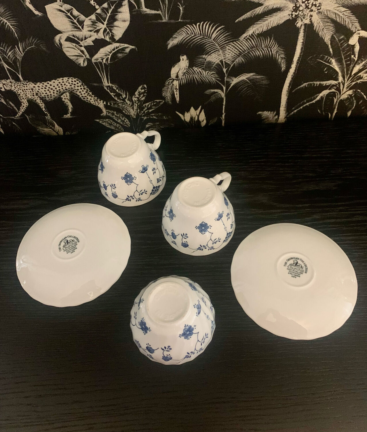 Myott Finlandia cups, saucers and sugar pot set