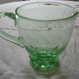 Pitcher jug vintage green color molded glass of water