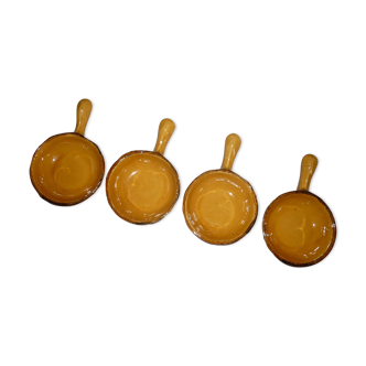 Set of 4 vintage valflam pans in terracotta