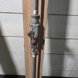 Old arched window made of fir wood