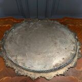 Large 20th century oriental tea tray engraved in metal color Width 66 cm