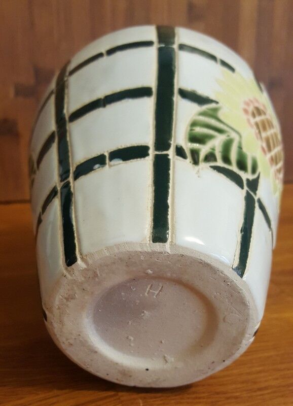 Vintage ceramic vase sunflower pattern