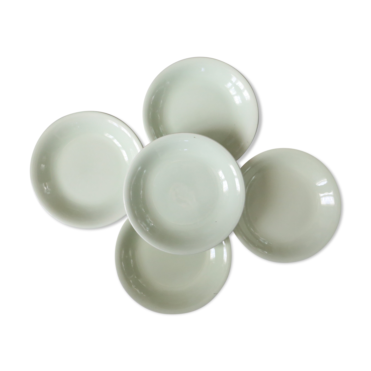 Set de 8 assiettes calottes creuses en céramique, Salins, vintage
