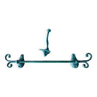 Towel holder and coat hook enameled cast iron