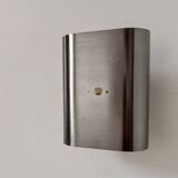 Vintage curved brushed metal wall light, France 1970