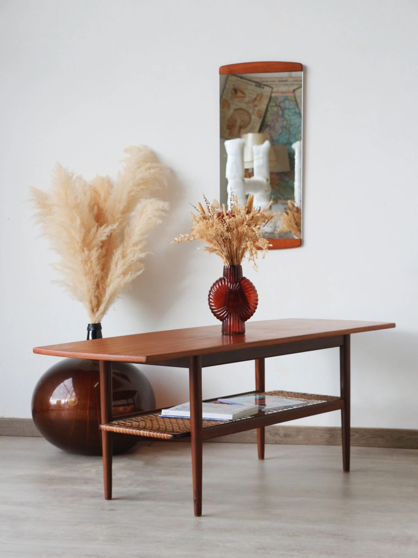 Table basse danoise double plateau en teck 1960