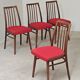 Set of 4 red dining chairs by Antonin Suman for Interier Praha.