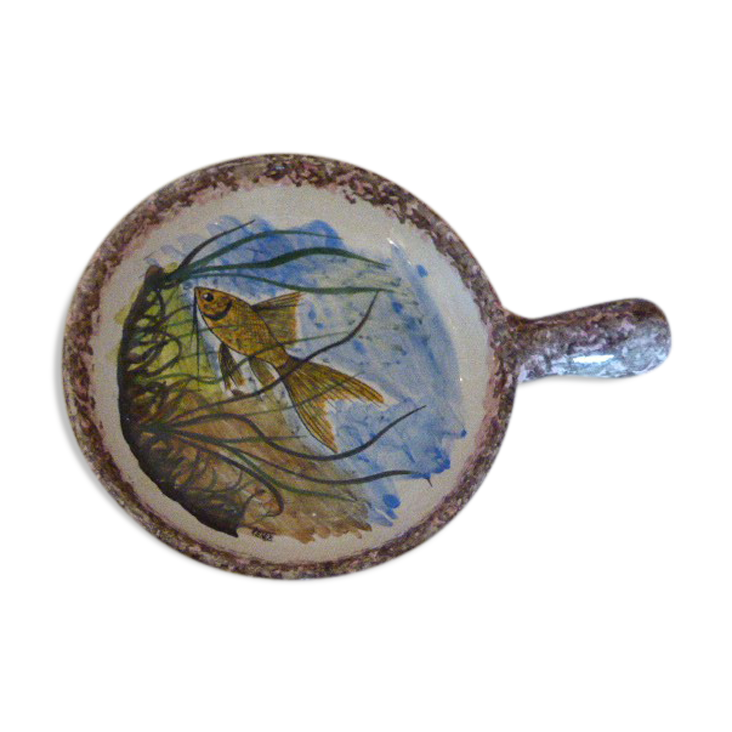 Poelon in hand-painted cermal, vintage oleron Island 1960