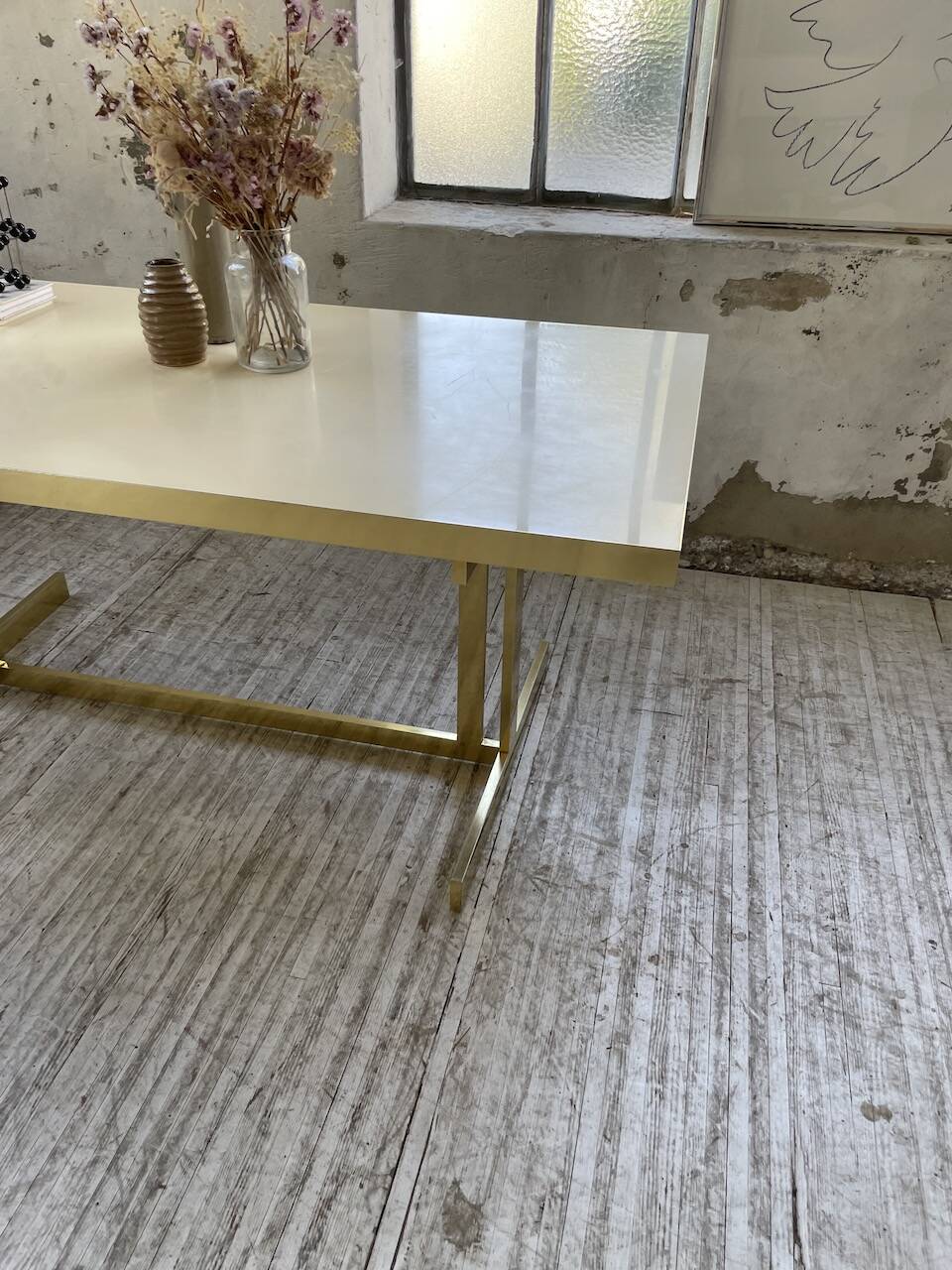 Brass table 1970 Italian lacquer