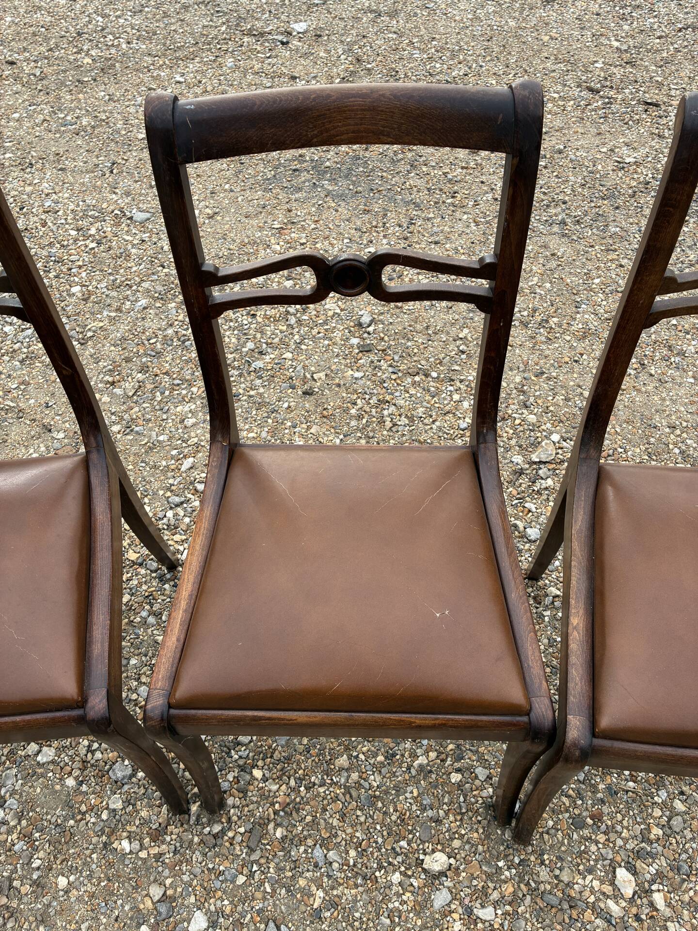 Set of 3 Regency faux leather chairs