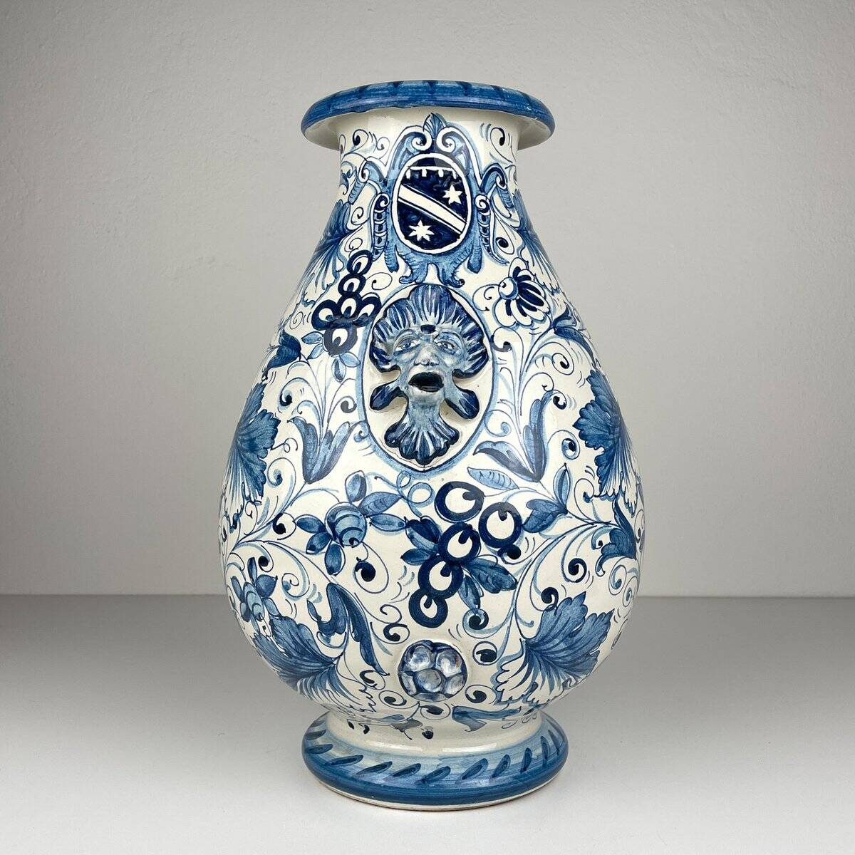 Large Blue Ceramic Vase by Ima for Montelupo Florentino, Italy, 1980s