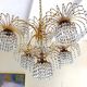 Chandelier crystal of Murano pagoda 1970 gold metal frame