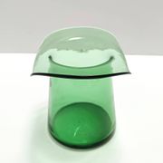 Vase cylindrique en verre soufflé à la main vert, Empoli, Italie