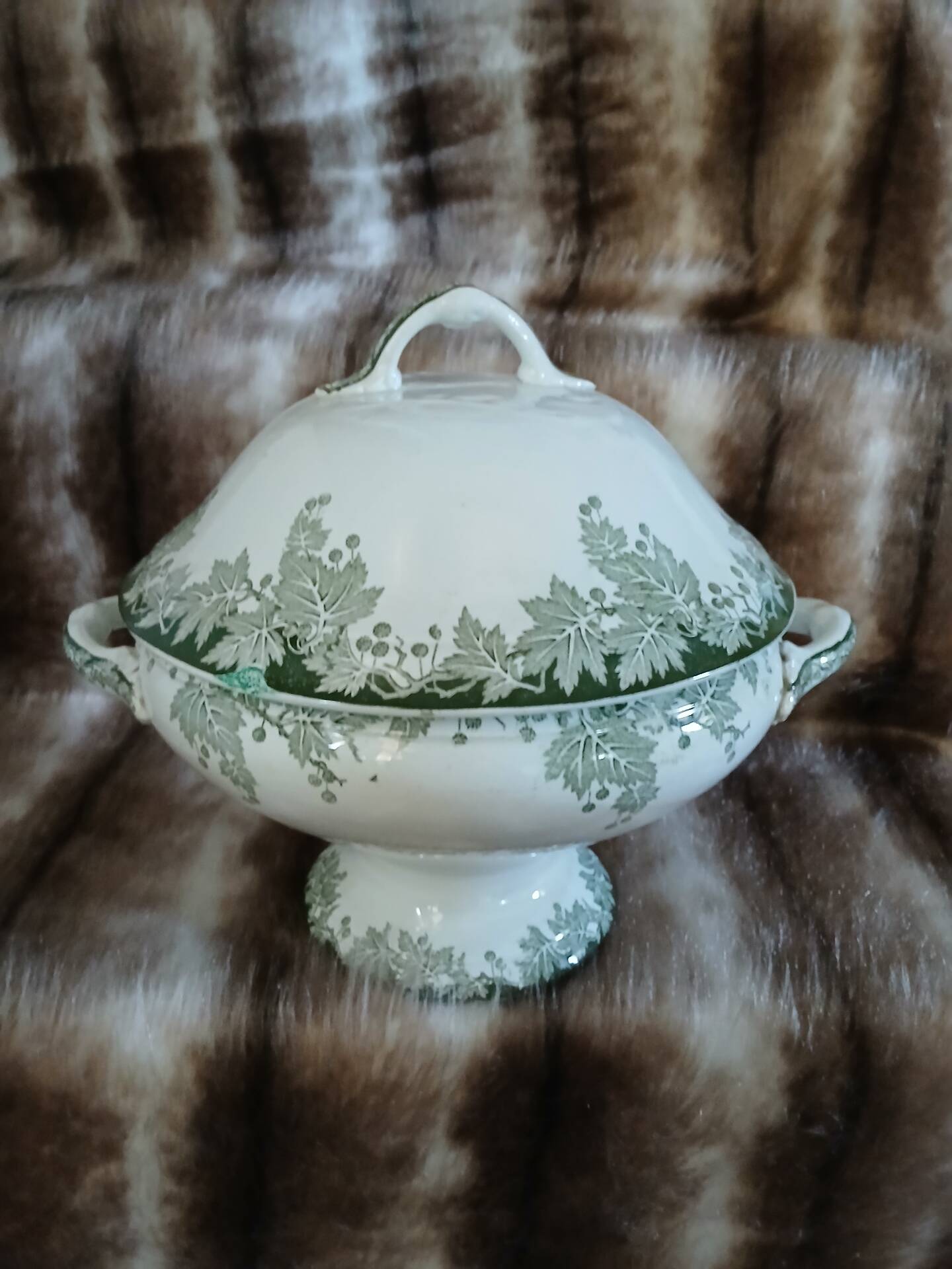Small antique soup tureen in ironstone