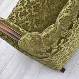 1960s, Danish 3-seater sofa, furniture velour, carved oak wood.