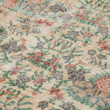 Turkish Hand-Knotted Decorative 1970s Beige Carpet 208 cm x 301 cm