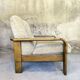 Fauteuil vintage en bois et laine