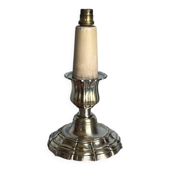 Louis XVI style silver-plated metal lamp base, 20th century