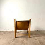 Safari armchair in white leather by Ibisco, Italian design, 1970s.