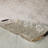 Plateau à compartiments verre et métal doré