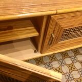 Sideboard in rattan and wicker
