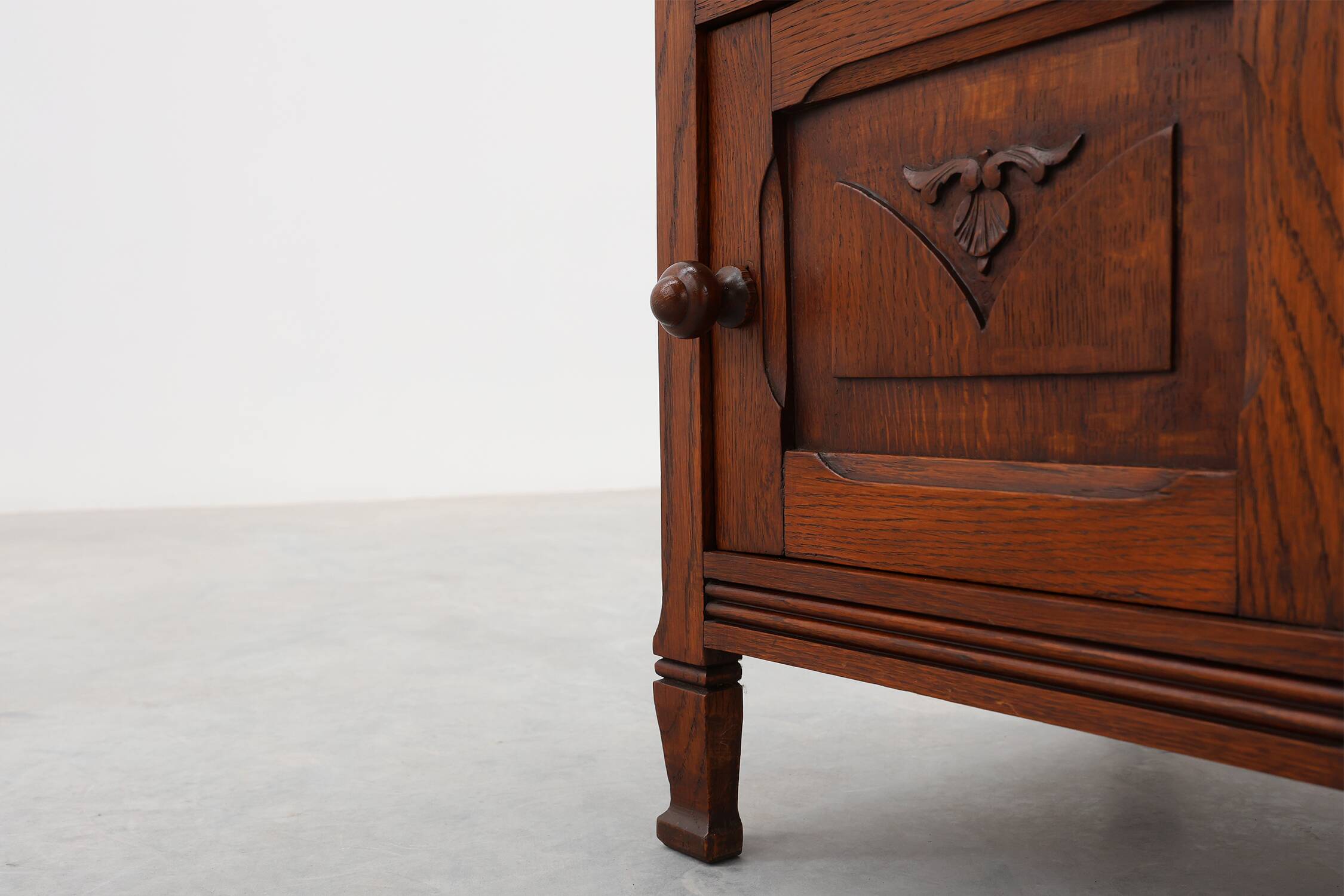 Art Deco Wood and Terracotta Marble Top Nightstand, France 1920s