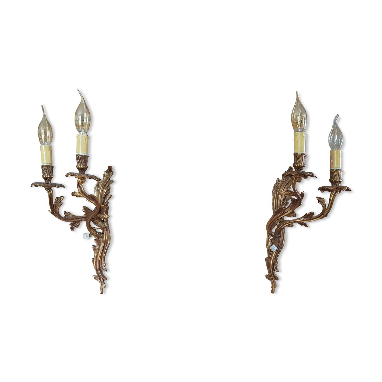 Pair of wall in style gilt bronze Louis XV rock