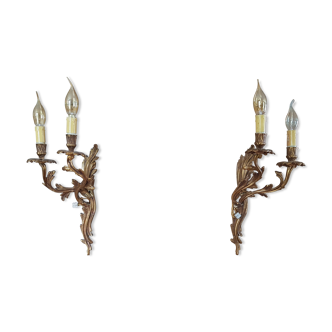 Pair of wall in style gilt bronze Louis XV rock