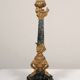 Pair of Empire/Restoration style candlesticks - green marble and bronze.