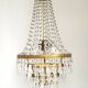 1900s Brass and Crystal Cascade Chandelier