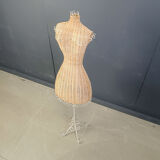 Vintage wicker mannequin on a wrought iron base, 1960s