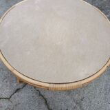 Table basse en rotin vintage